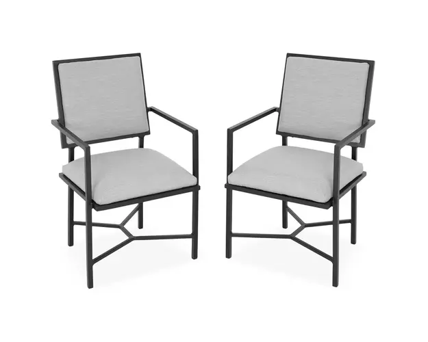 Set 2 scaune pentru exterior Evie, 59x50x90 cm, aluminiu, negru/gri