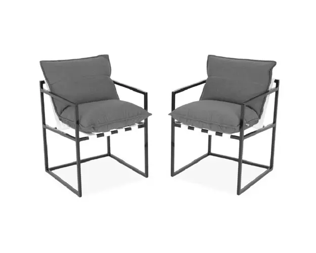 Set 2 scaune pentru tesara/gradina Reef, 56x56x70 cm, aluminiu, negru/gri