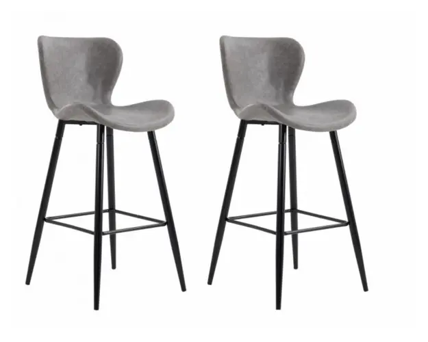 Set 2 scune de bar Retro, Heinner, 56x48x106 cm, metal, gri deschis