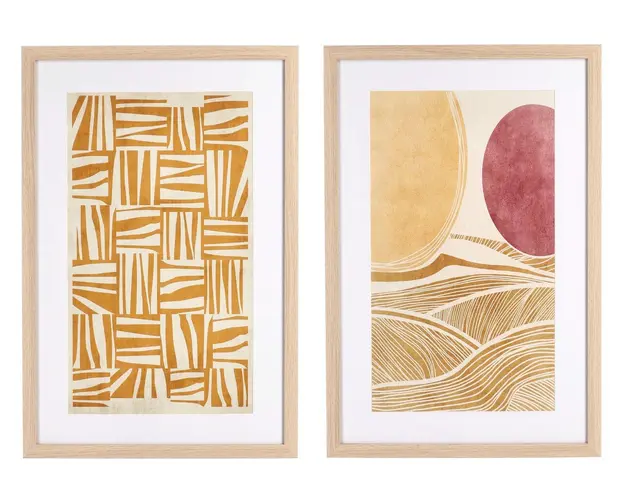 Set 2 tablouri decorative Sherley 396, Bizzotto, 40 x 60 cm, hartie imprimata/sticla/MDF