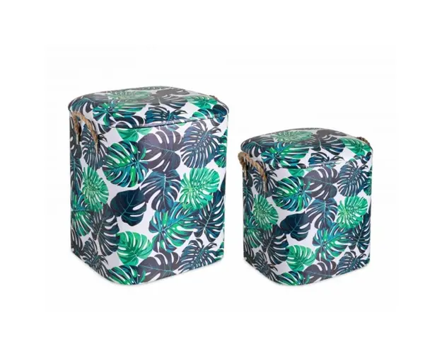 Set 2 taburete, Forestis, Bizzotto, cu spatiu pentru depozitare, MDF/piele ecologica