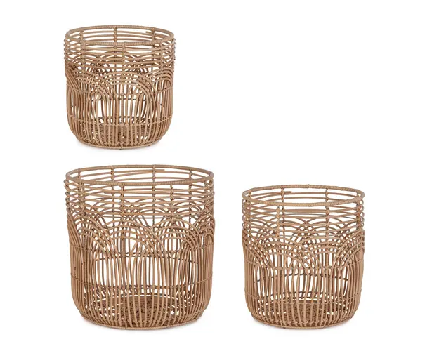 Set 3 cosuri Sherly, Bizzotto, 40x40 cm, poliratan, natural