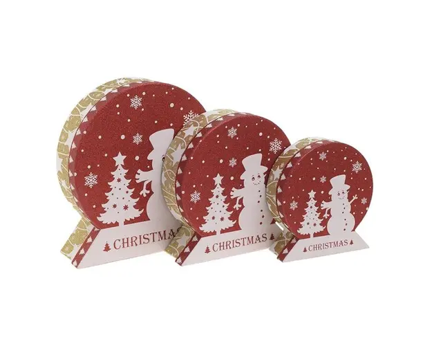 Set 3 cutii Christmas, InArt, hartie, rosu/alb