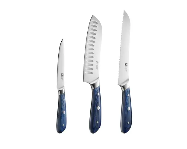 Set 3 cutite, Richardson Sheffield, Scandi, inox, albastru