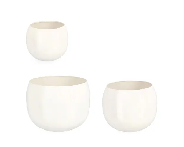 Set 3 ghivece pentru exterior Keyra, Bizzotto, Ø36x28 cm, otel, alb