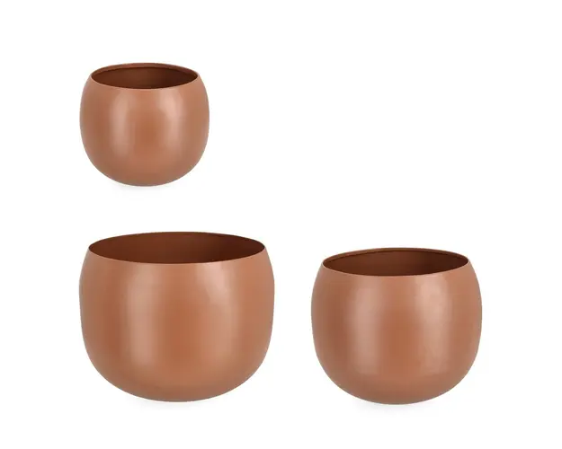 Set 3 ghivece pentru exterior Keyra, Bizzotto, Ø36x28 cm, otel, maro