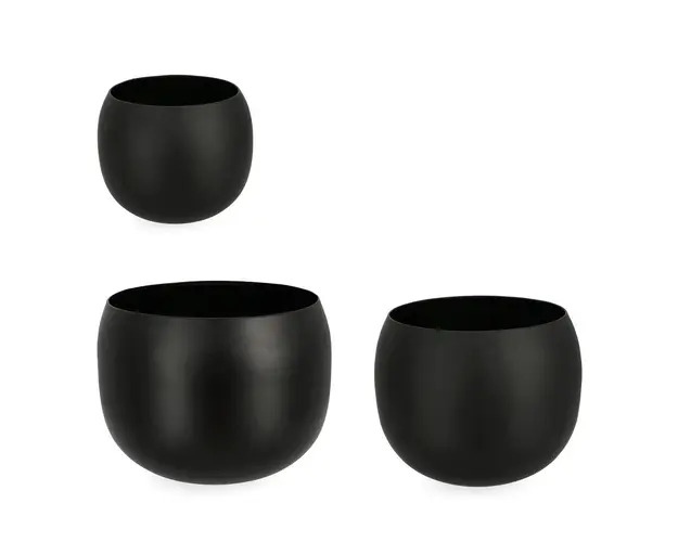 Set 3 ghivece pentru exterior Keyra, Bizzotto, Ø36x28 cm, otel, negru