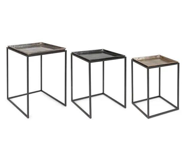 Set 3 masute de cafea Amira, Bizzotto, 40x40x55 cm, otel/aluminiu