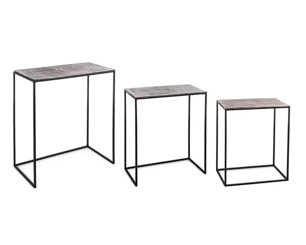 Set 3 masute de cafea Tahir Rectangular, Bizzotto, 53x28x66 cm, aluminiu/otel