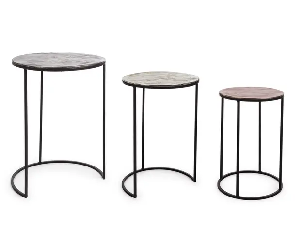 Set 3 masute de cafea Tahir Round, Bizzotto, 41x60 cm, aluminiu/otel