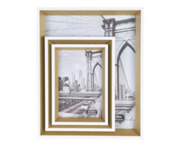 Set 3 rame foto, 10x15 cm/13x18 cm/20x25 cm, MDF, auriu