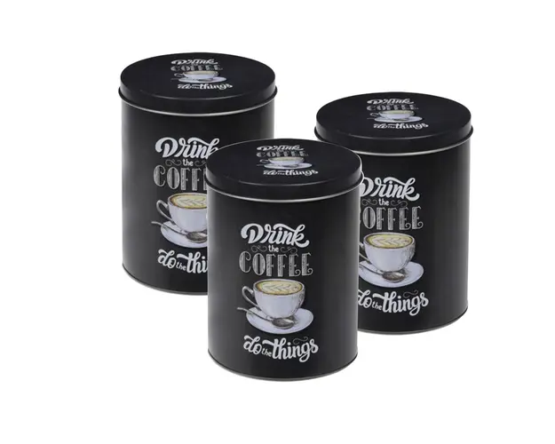 Set 3 recipiente pentru cafea Drink Coffee, 10.5x14 cm, aluminiu, negru