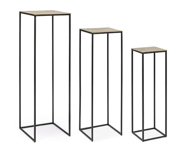 Set 3 suporturi pentru ghivece Amira, Bizzotto, 35x35x115 cm, otel/aluminiu