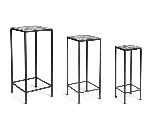 Set 3 suporturi pentru ghivece Positano, Bizzotto, 28 x 28 x 68 cm, otel/ceramica