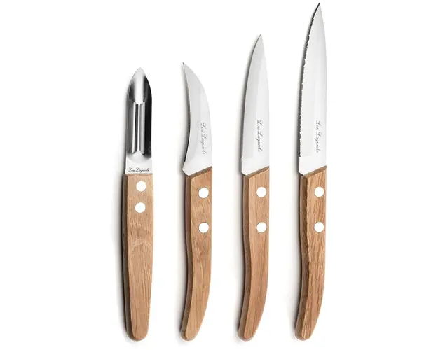 Set 4 cutite esentiale, Lou Laguiole, Essentials Forest, inox/lemn