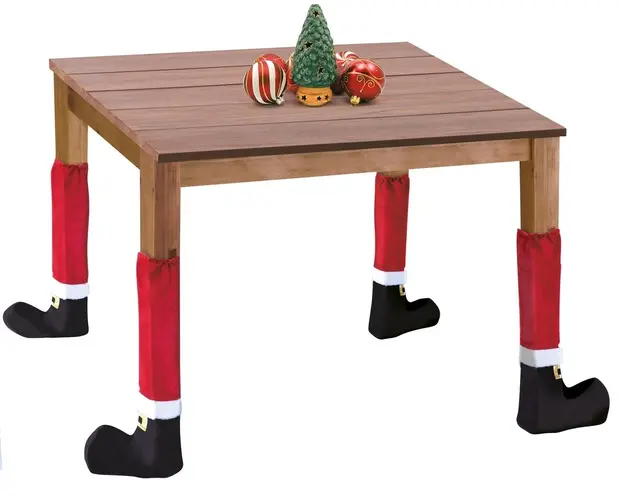Set 4 huse pentru picioare de masa/scaun Christmas, poliester, rosu/negru/alb