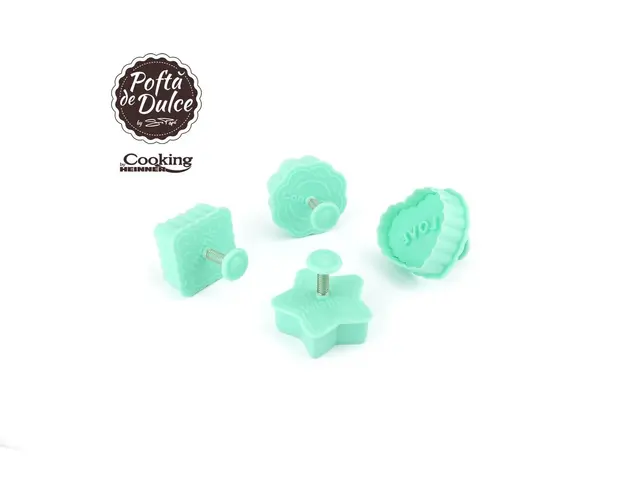 Set 4 forme pentru biscuiti Joy, by Simona Pope, Heinner Home, plastic, turcoaz