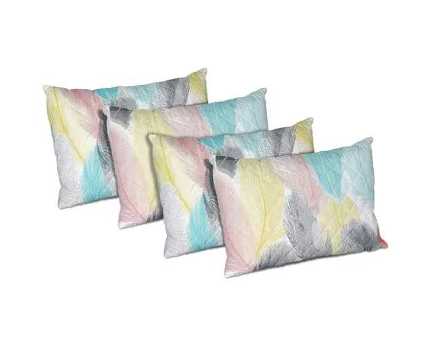 Set 4 perne Peacock, microfibra matlasata, 50x70 cm