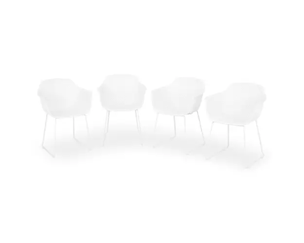 Set 4 scaune pentru gradina/terasa Liliac, 59x54x80 cm, metal/plastic, alb