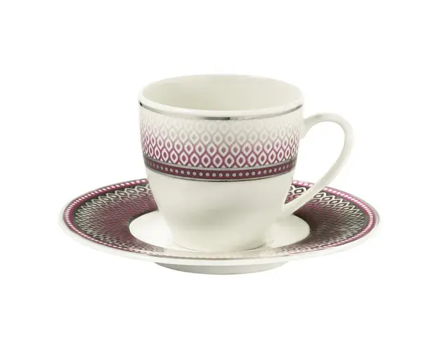 Set 6 cesti + 6 farfurii, Kutahya Porselen, BNKL12KT4309203, 50 ml, portelan, multicolor