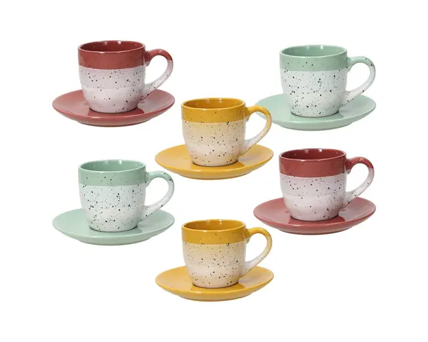 Set 6 cesti cu farfurioara, Tognana, Louise Layers, 200 ml, ceramica, multicolor