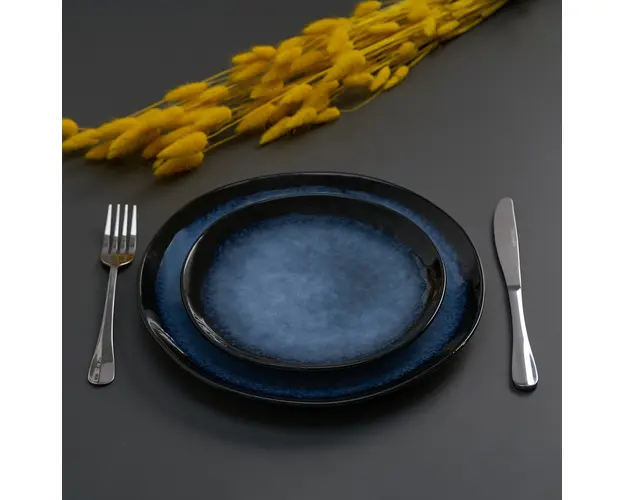 Set 6 farfurii pentru desert Serenity, Heinner Ø20 cm, ceramica, albastru/negru