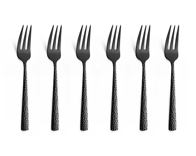 Set 6 furculite pentru desert, Amefa, Felicity, inox, negru
