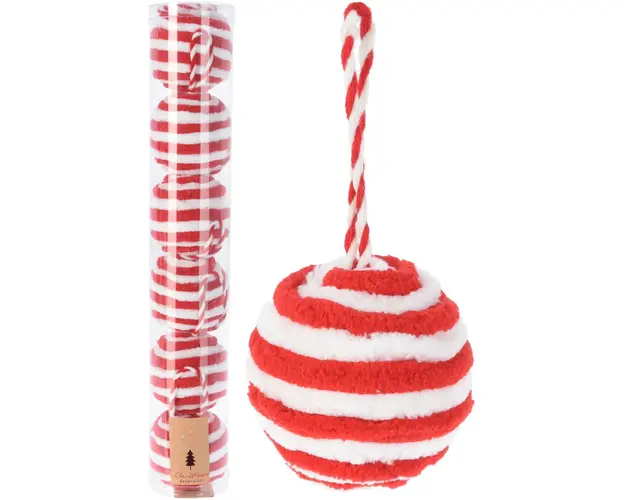Set 6 globuri Xmas Ball, Excellent Houseware, 6x6 cm, poliester, alb/rosu
