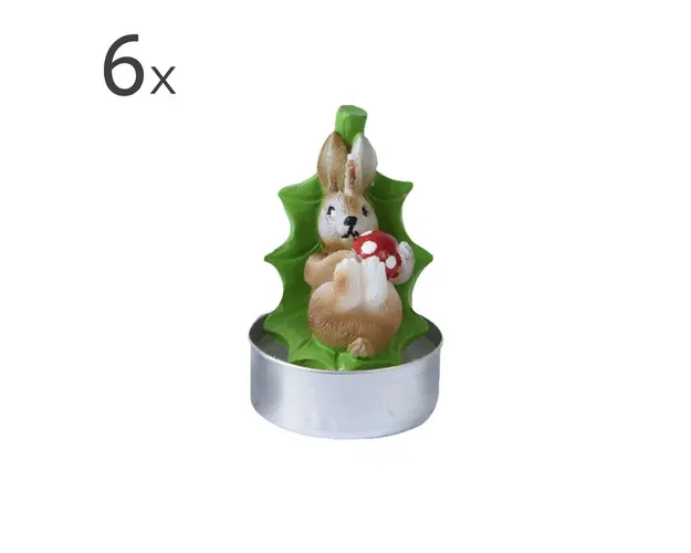Set 6 lumanari Rabbit, Decoris, ceara, 3 h, multicolor