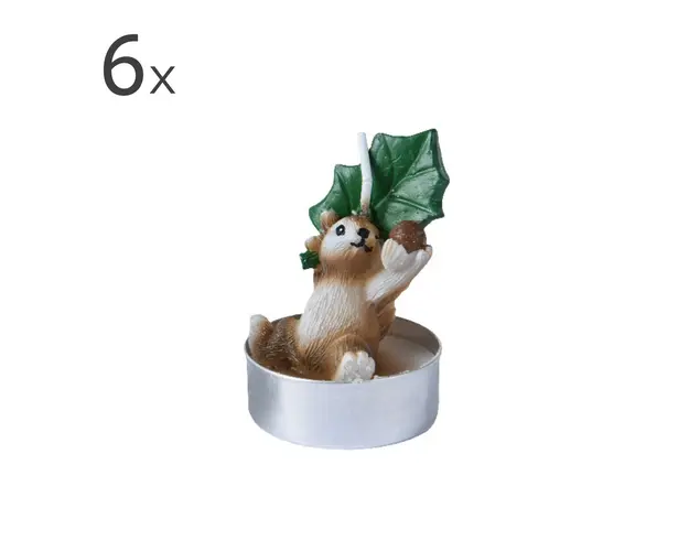 Set 6 lumanari Squirrel, Decoris, ceara, 3 h, multicolor