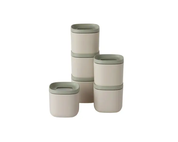 Set 6 recipiente cu capac BergHOFF, Leo, 6.9 x 6.9 x 6.6 cm, 160 ml, polipropilena reciclata/cauciuc