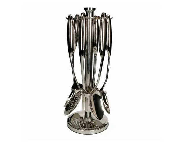 Set 6 ustensile de bucatarie si suport rotativ, Brandani, Ø16x41 cm, inox