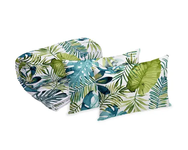 Set Alcam 2 perne microfibra 50x70 cm si pilota matlasata 220x200 cm, Jungle