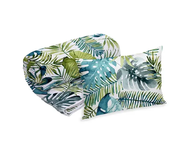 Set Alcam perna microfibra 50x70 cm si pilota matlasata 140x200 cm, Jungle