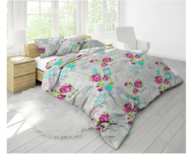 Set Alcam, Rose, 2 perne microfibra 50x70 cm si pilota matlasata 200x220 cm