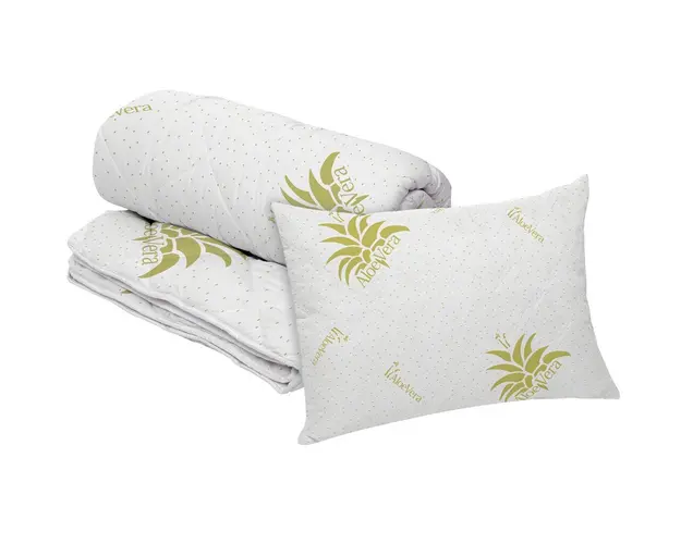 Set Aloe Vera Essence, perna microfibra 50x70 cm si pilota matlasata 350g/mp, 140x200 cm
