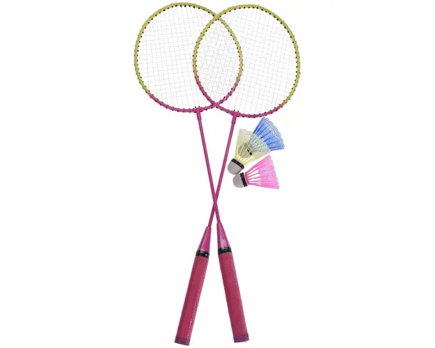 Set badminton pentru plaja, 5 piese, metal, roz