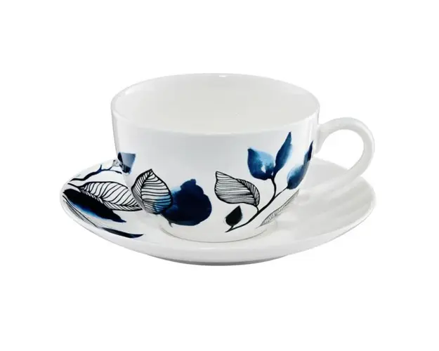Set cafea 12 piese Blue Flower, Ambition, 220 ml, portelan, albastru