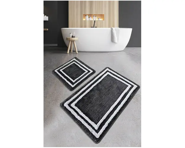 Set covorase de baie 2 piese, Chilai Home, Duplici, Acril, Antracit