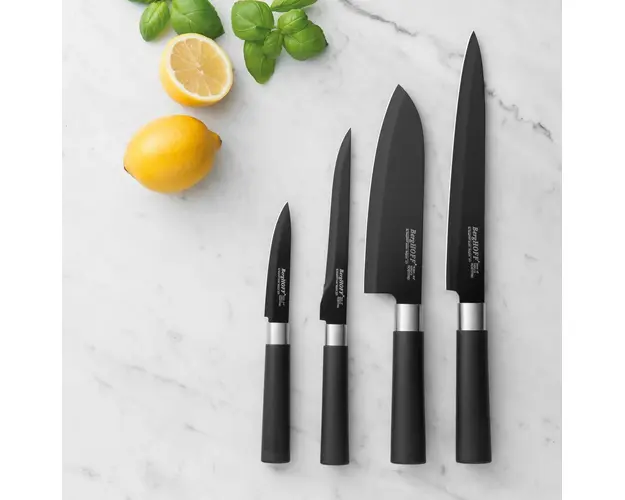 Set cutite cu invelis ceramic 4 piese BergHOFF, Essentials Raven, inox