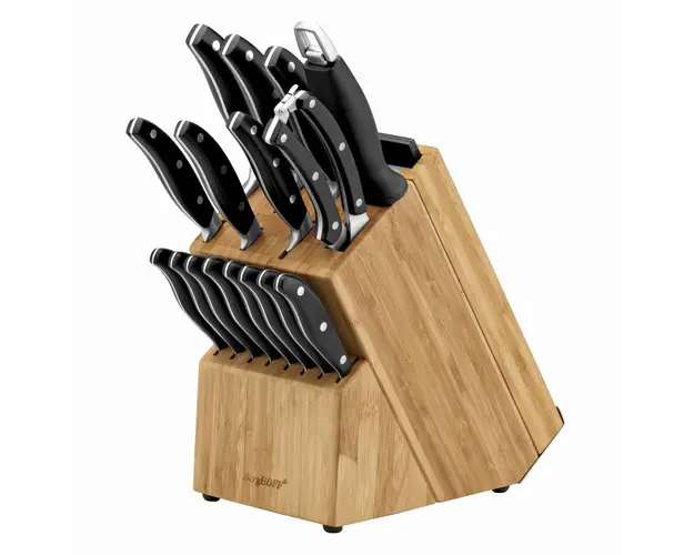 Set cutite cu suport 20 piese BergHOFF, Essentials Trivium, inox/lemn