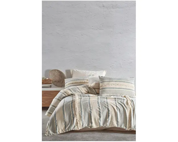 Lenjerie de pat dubla, Nidus - Tile Red, Şaheser, Bumbac
