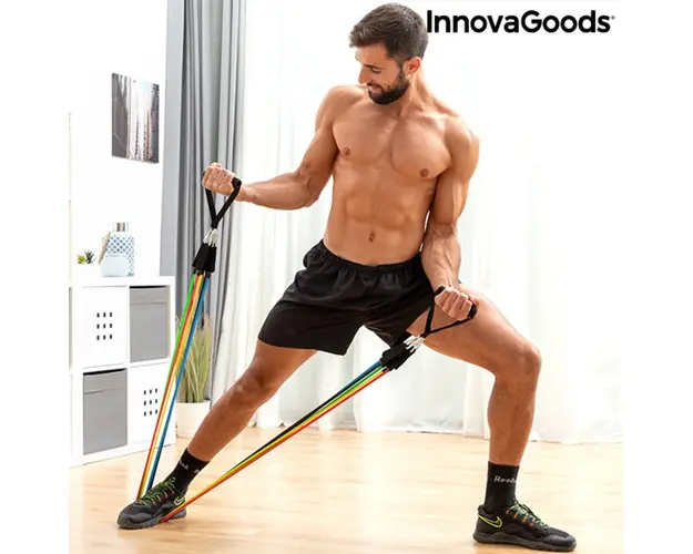 Set de benzi de rezistenta cu accesorii si ghid de exercitii Rebainer InnovaGoods