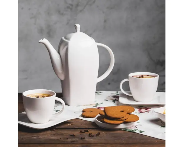Set de cafea / ceai 17 piese Fala, Ambition, portelan, 220 ml, alb