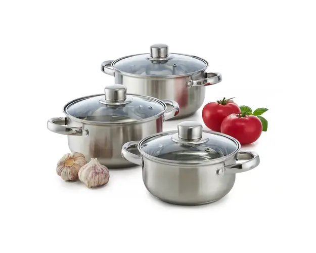 Set de gatit 6 piese Tully, Domotti, 16/18/20 cm, inox, argintiu
