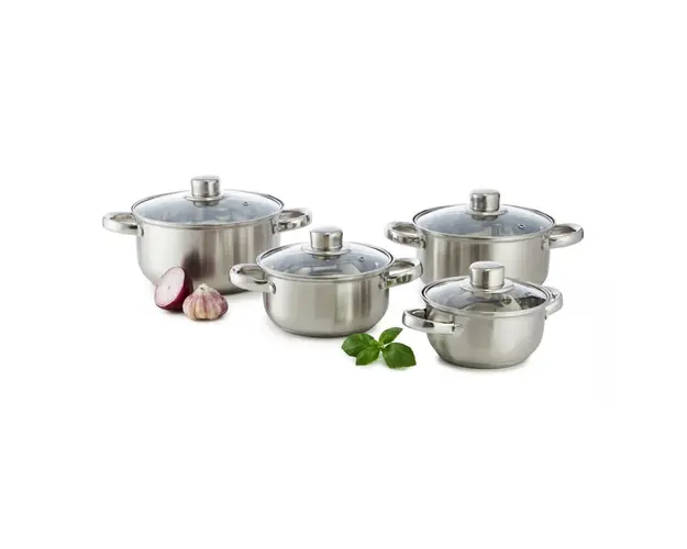 Set de gatit 8 piese Belly, Domotti, 14/16/18/20 cm, inox, argintiu