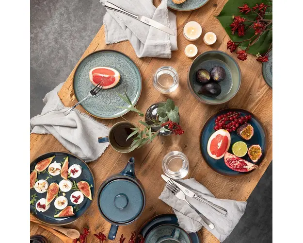 Set de masa 6 piese, Like Villeroy &amp; Boch, Crafted Breeze, portelan premium, gri/albastru