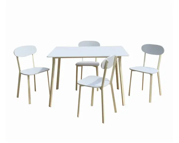 Set dining/bucatarie Bedora Osso, masa cu 4 scaune, 110 x 70 x 75 cm, metal/MDF