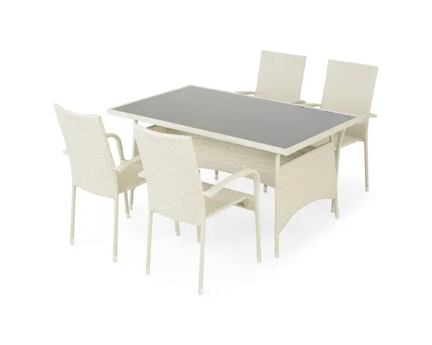 Set gradina/terasa, masa + 4 scaune, Presley, otel, gri