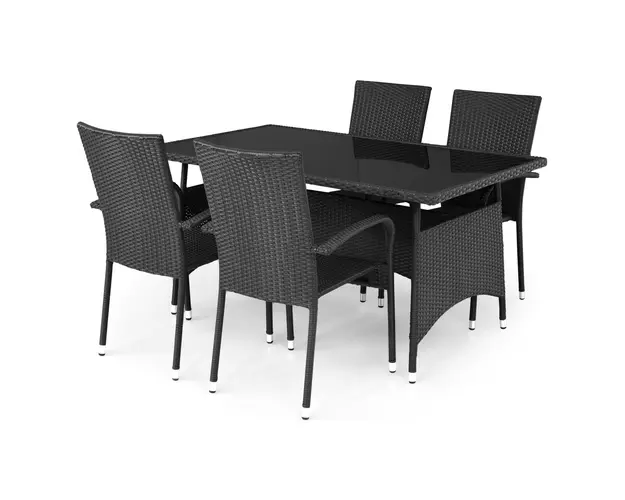 Set gradina/terasa, masa + 4 scaune, Presley, otel, negru